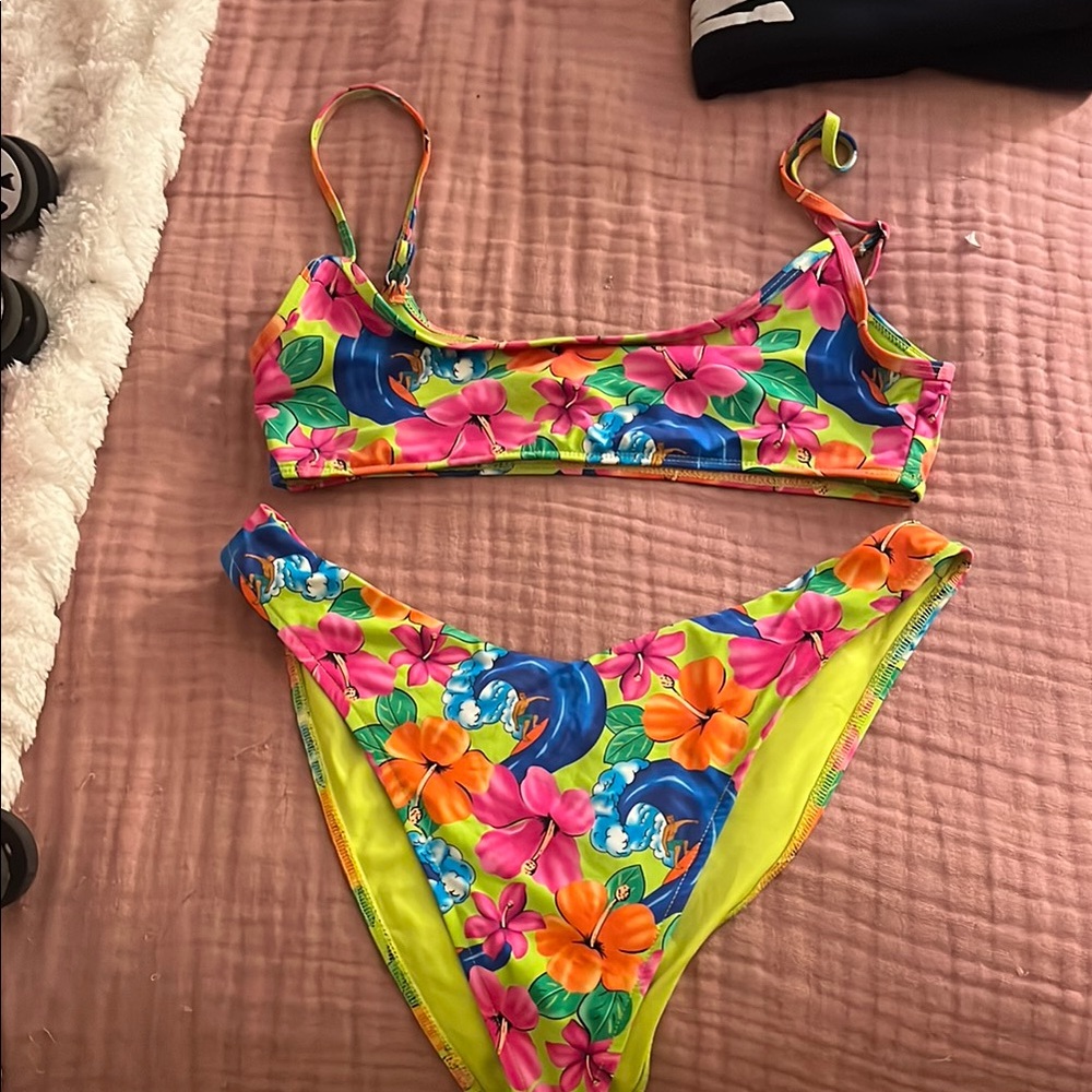 Frankie's Bikinis Floral Neon Bikini